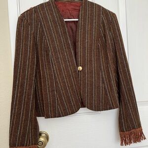 Vintage style | Striped Brown Women's Jacket